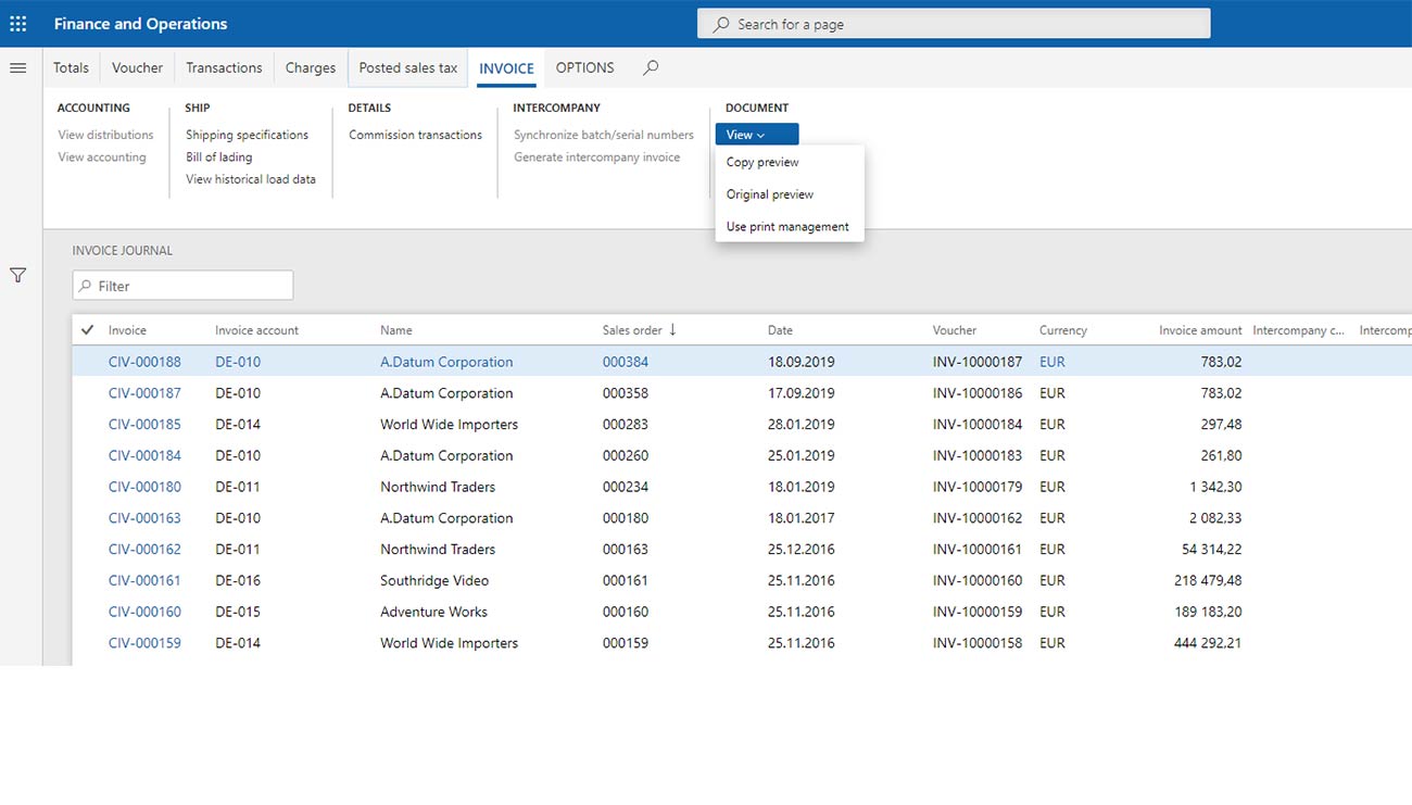 Document generation directly from Dynamics 365 Finance and Operations