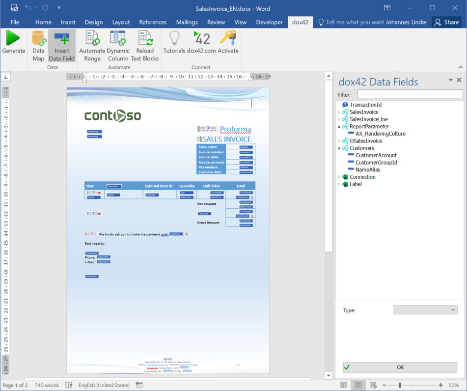 microsoft dynamics one doc merge